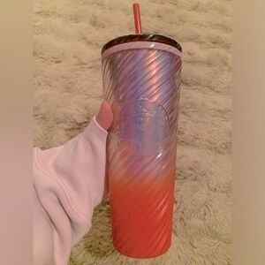 Starbucks Red and Pink Tumbler with Straw